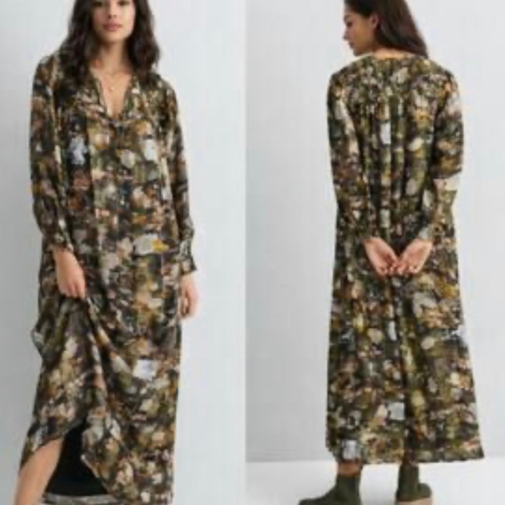 Anthropologie gold Threads shimmer maxi